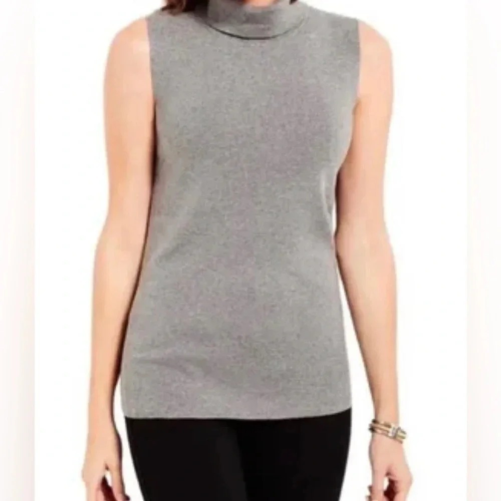 Talbots Turtleneck Sleeveless Cotton Modal Nylon Spandex Gray EUC Women's XLP
